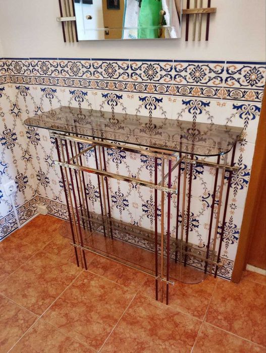 Espelho e duas mesinhas de corredor/hall de entrada (usados)