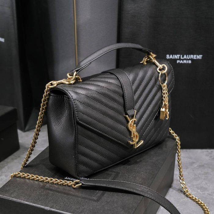 Сумка Yves Saint Laurent College , чорна шкіряна сумка YSL, жіноча сумка кожаная