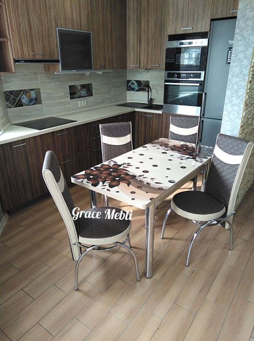 Стол, стіл обеденный кухонный раскладной 4/6 стульев. Bermuda