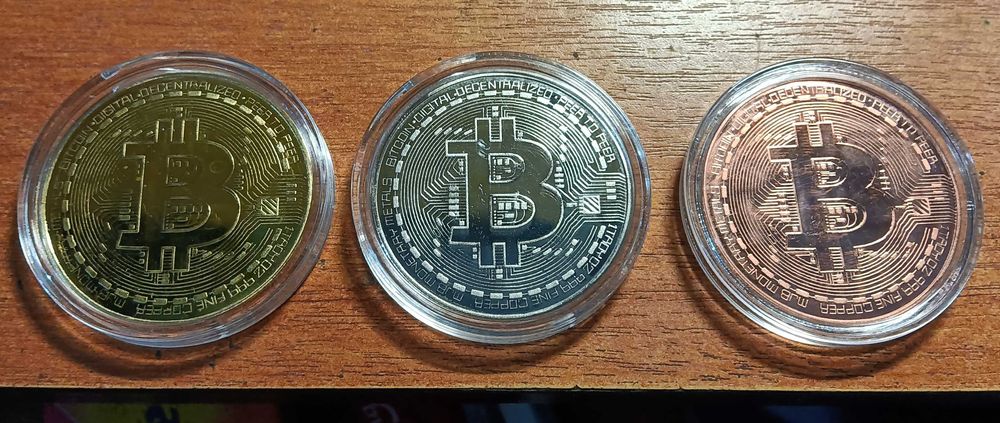 Tokens colecionaveis Bitcoins moedas banhadas
