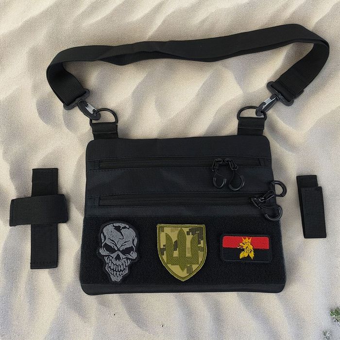 Сумка слинг нагрудная мессенджер тактическая мужская черная на плечо