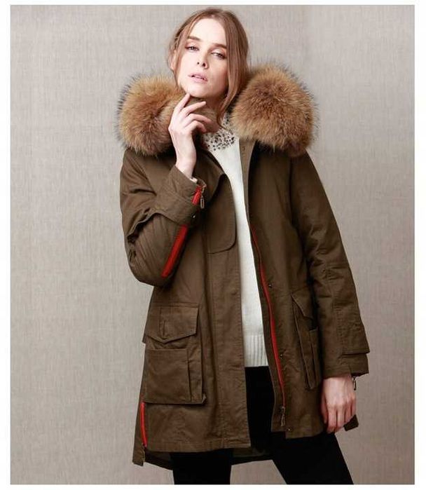 Parka futro naturalne jenot khaki unikat ostatnia rozmiar s 2 w 1