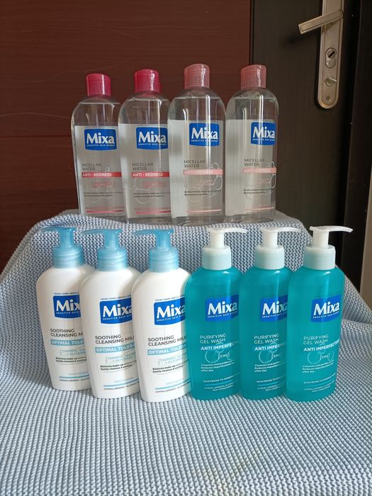 Produkty Mixa, płyn micelarny mleczko i żel