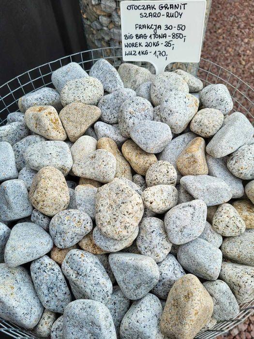 Otoczak granitowy 20-30, 30-50 granit szary kamień ogrodowy ozdobny
