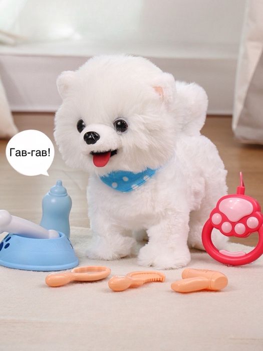 М'яка інтерактивна собачка на повідку, гавкає