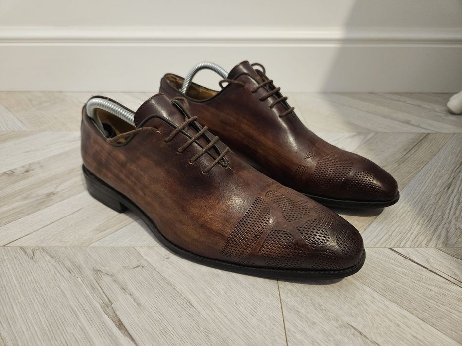 Klasyczne brązowe buty eleganckie brogsy oxford 43 jak NOWE