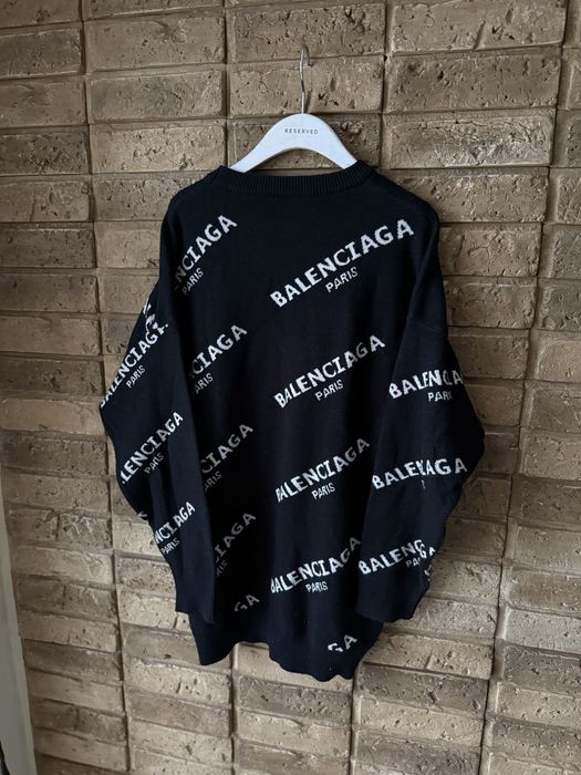 Balenciaga Monogram Czarny Welniany Sweter