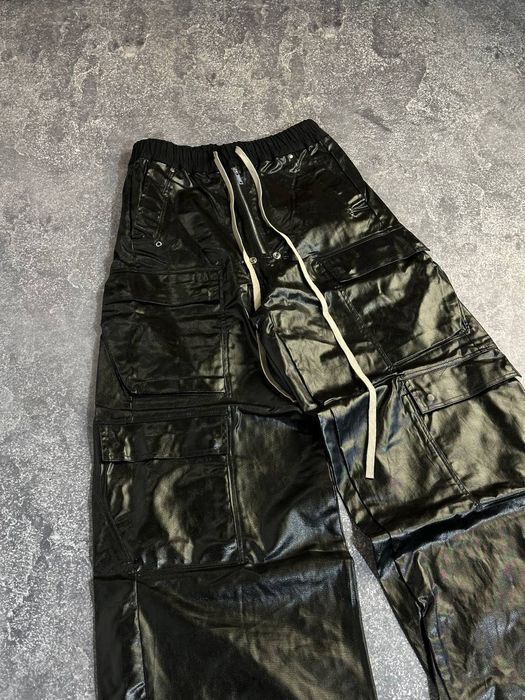 Rick Owens drkshdw bella leather cargo waxed кожаные джинсы штани М Л