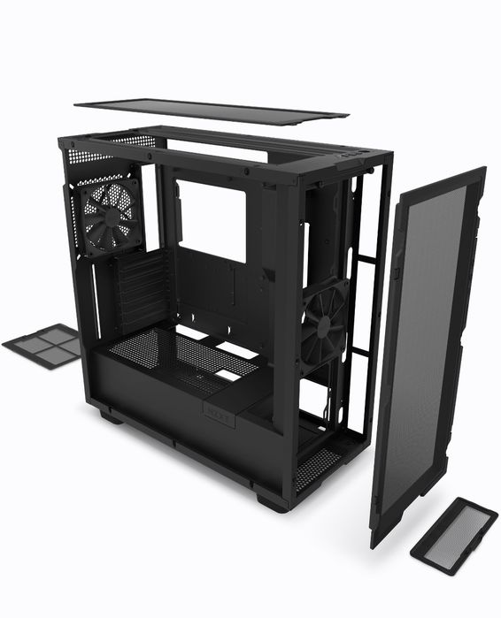 Caixa ATX marca NZXT mod. H7 Flow RGB preta vidro temperado