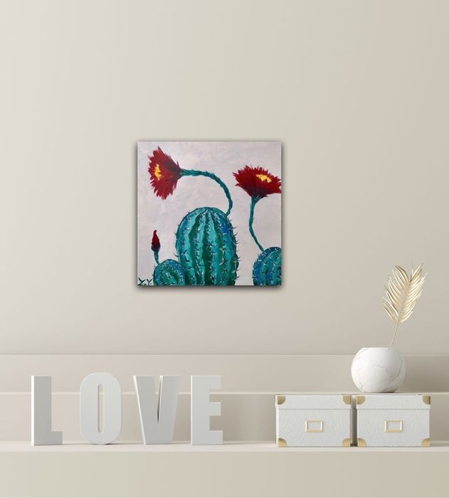 Картина Кактус, кактусы, цветок, цветы, суккулент, 40х40 см, лофт.