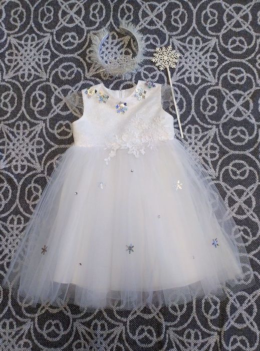 Сукня сніжинка біла новорічна