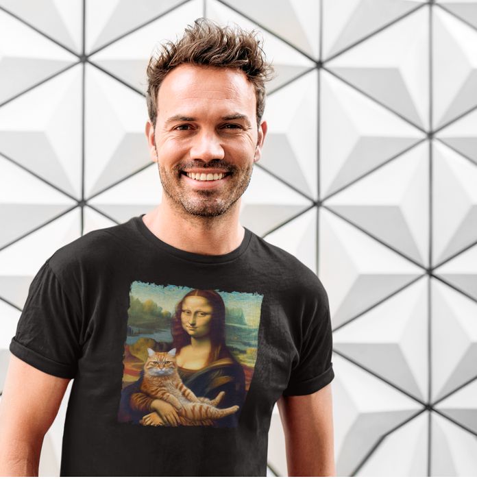 Koszulka mona lisa z kotem czarna 3XL