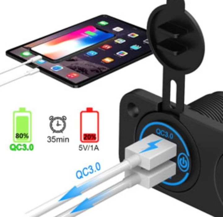 Tomada USB/tomada 12 volts