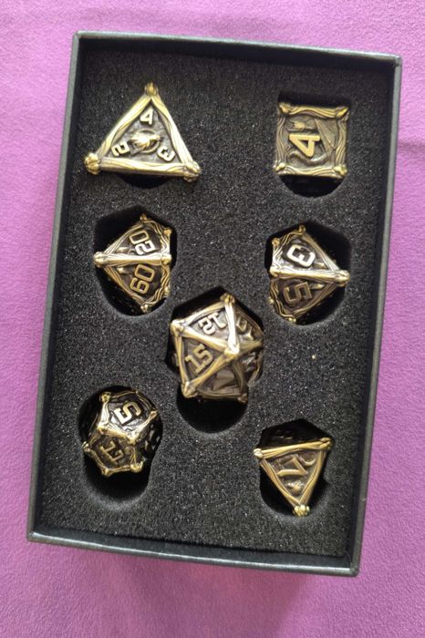 Metalowy zestaw kości RPG Dungeons & Dragons D&D fantasy