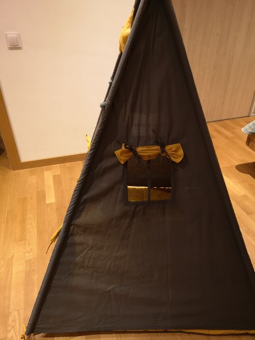 Namiot tipi  dla dzieci szary  żółty 110x110