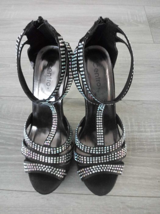 buty damskie czarne szpilki z cekinami rozmiar 38