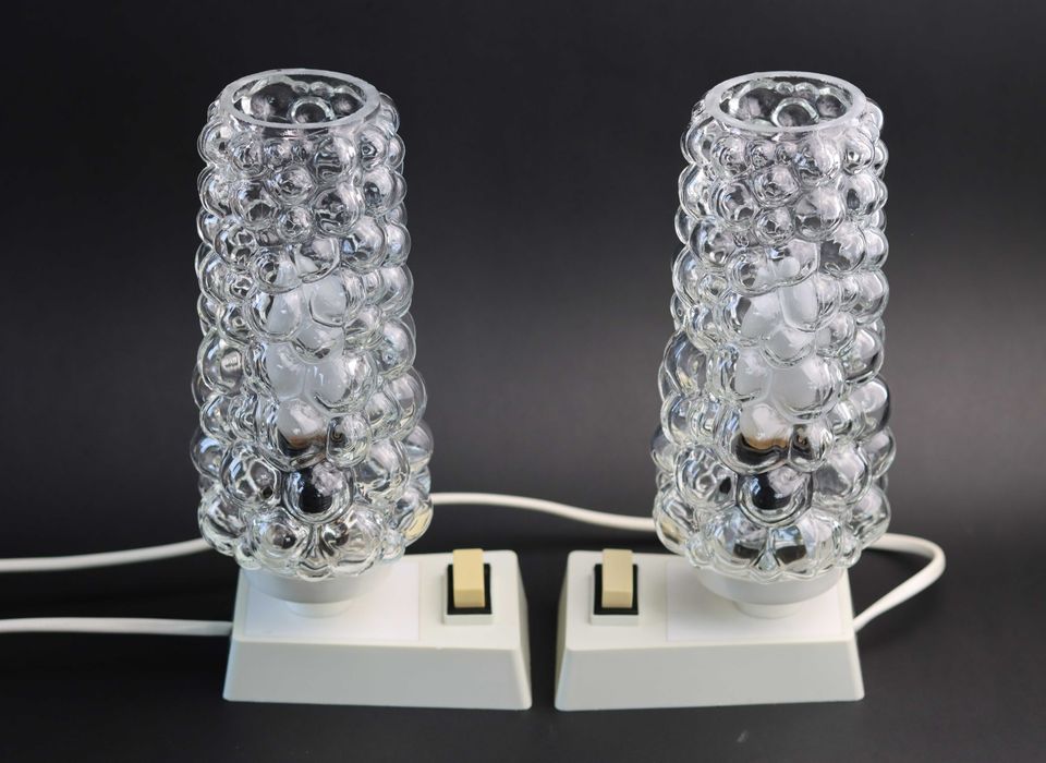 Para unikatowych lampkek nocnych Bubble glass , Richard Essig, lata 60