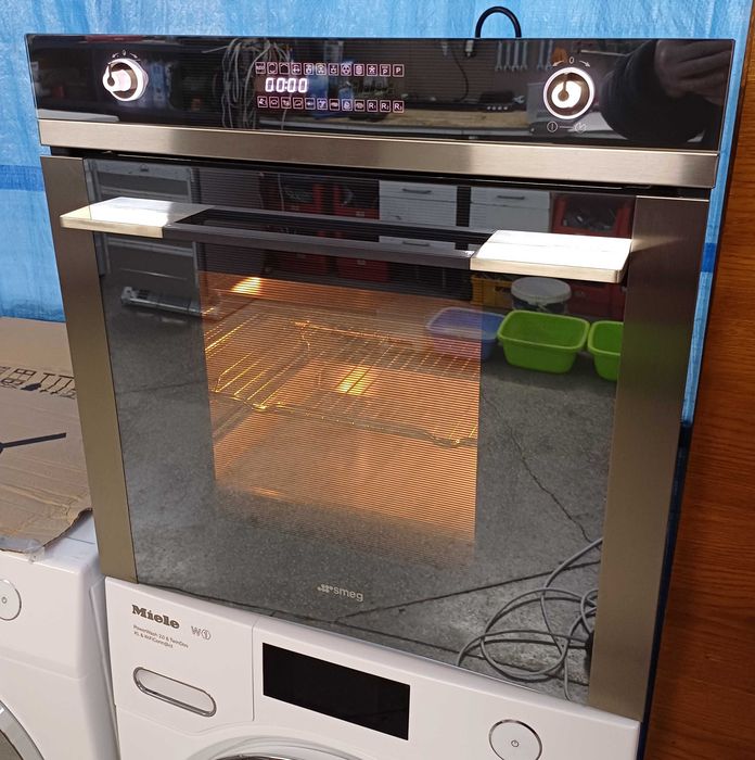 Топовый встраиваемый духовой шкаф Смег Smeg Linea SCP112-8 пиролиз вбудована духовка духова шафа