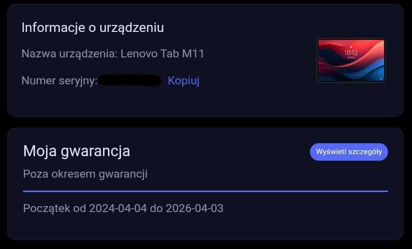 tablet lenovo tab m11 4 gb ramu 128 gb pamięci + etui