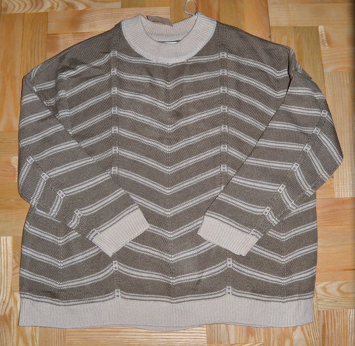 8^ Bonprix ciepły elegancki sweter w paski  52/54