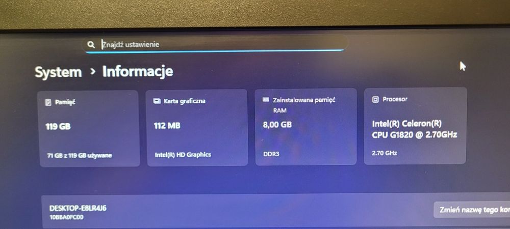 PeCeT AiO- 2x2.7GHz/ Ekran_22"/ 8GB_Ram/ SSD_128GB