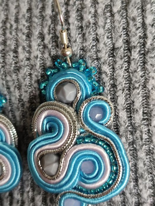 Kolczyki soutache sutasz ślubne boho