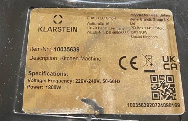 Тістоміс Klarstein з Німеччини 1800w / планетарний міксер / блендер / мясорубка / комбайн / тестомес / планетарный миксер с Германии