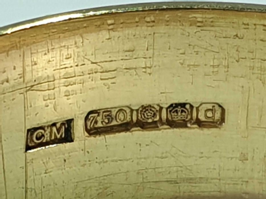 обручка 750 проба 18K жовтого та білого золота 21р ширина 7мм 7.68гр