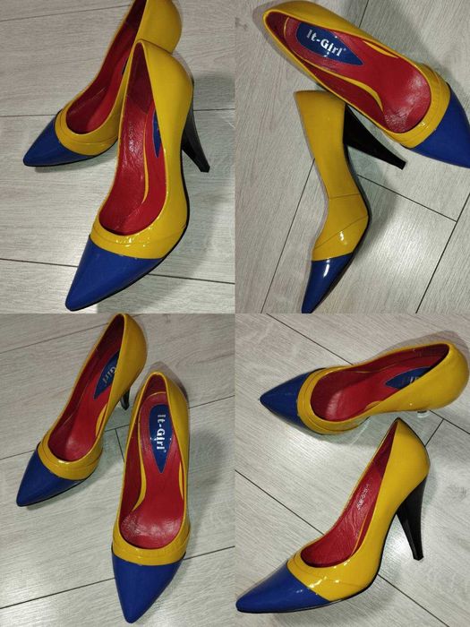 Туфлі човники в жовто-блакитному кольорі