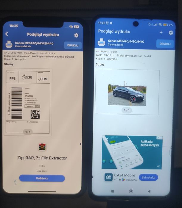 iPhone WiFi kolor drukarka laserowa 3w1 wielofunkcyjna duplex Canon