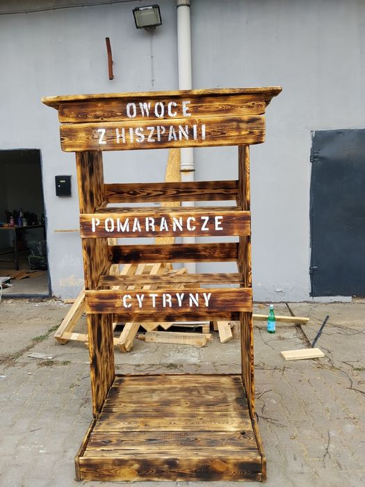 Stoisko sprzedażowe drewniane – stand na owoce / warzywa / sklep – na