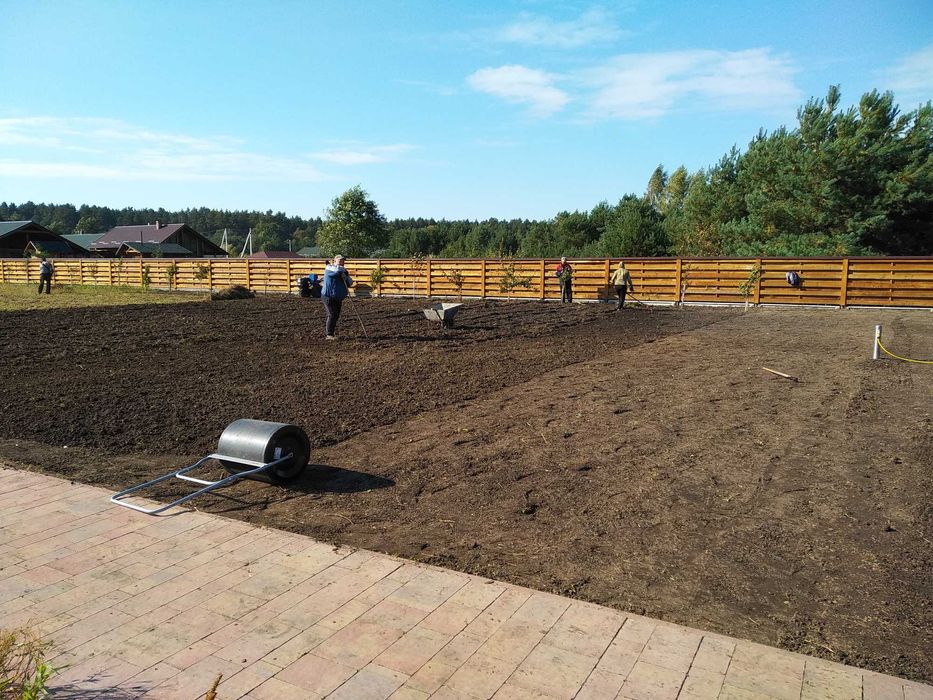 Ландшафтний дизайн, посів газону, стрижка газону, газон, косіння трави