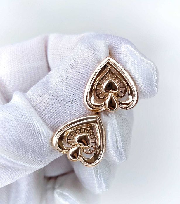 Kolczyki pozłacane serduszka stal chirurgiczna Xuping 18K