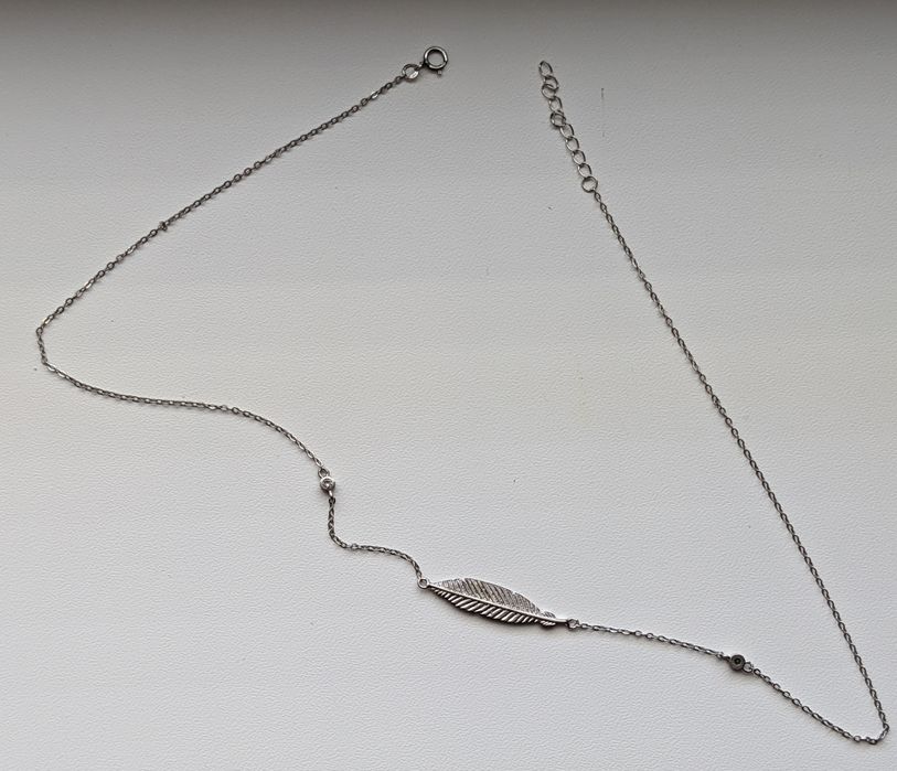 Серебряное Колье Перо с Фианитами