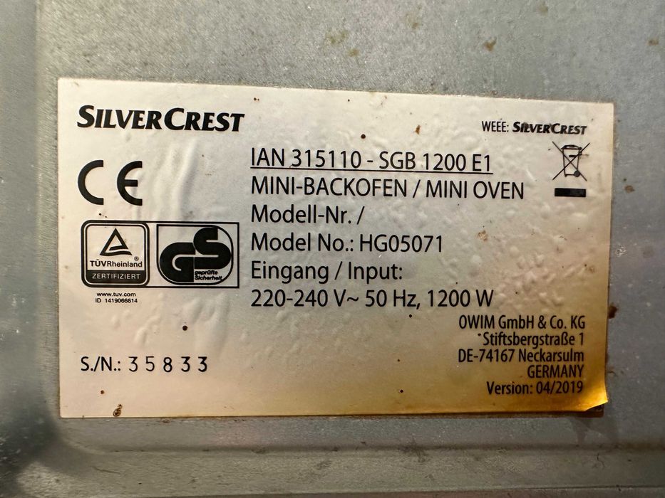 Mini Forno 15L SilverCrest