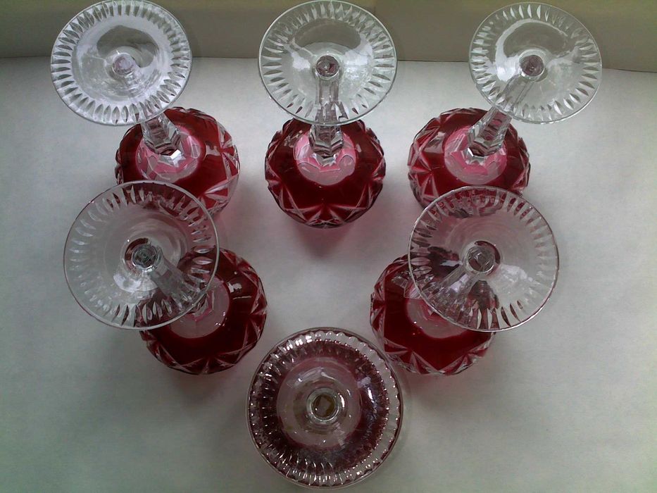 Красивые свадебные бокалы фужеры цветной хрусталь гдр