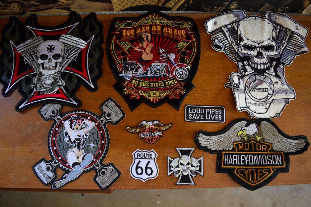Emblemas ou bordados Motard skull cruz de malta chopper bobber pista