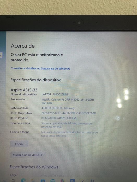 Portatil Acer A315-33 4/120GB