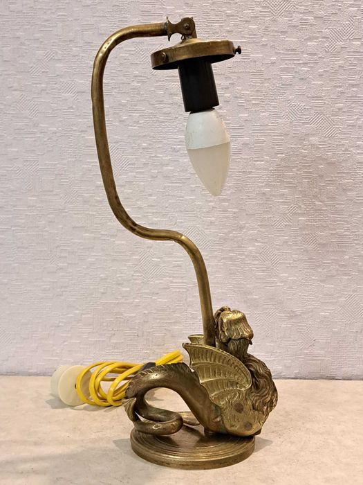 Старинный бронзовый светильник - Дракон - бронза.