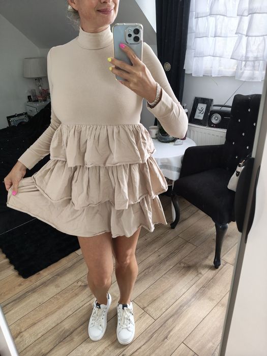 Andżela sukienka falbanki roz S/M
