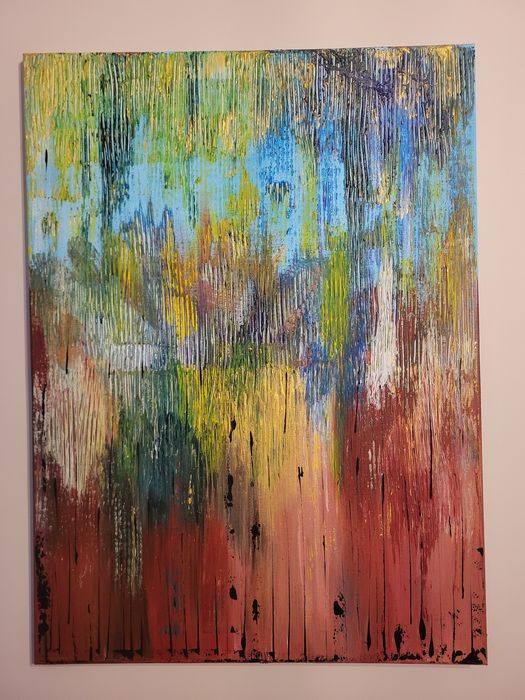 Obraz akryl na płótnie 55cm x 75cm abstrakcja "W ulewie"