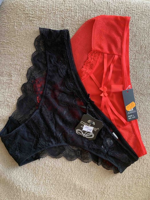 Трусики бразиліани сліпи червоні та чорні труси