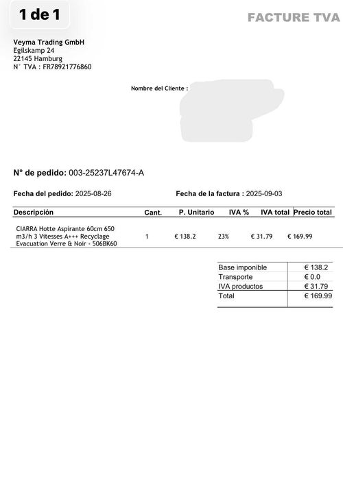 Exauxtor de Parede de 60 cm e com classe energética A+++ novo