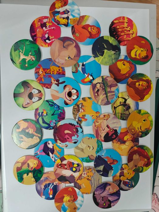 Lote 32 Caps / POGs O Rei Leão Panini (1994) Disney - Quase Completo!