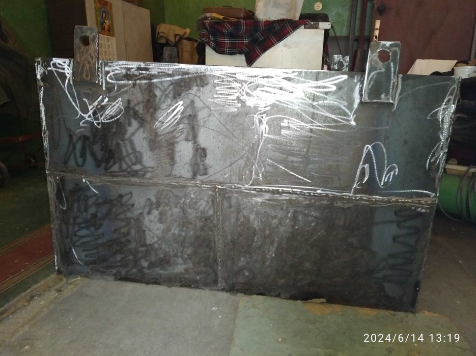 Бак металлический, черный металл, лист 2 мм, 1,20*0,62*0,62