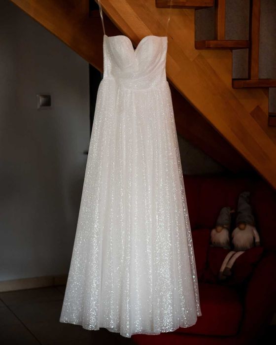 Suknia ślubna błyszcząca ivory - mocny połysk