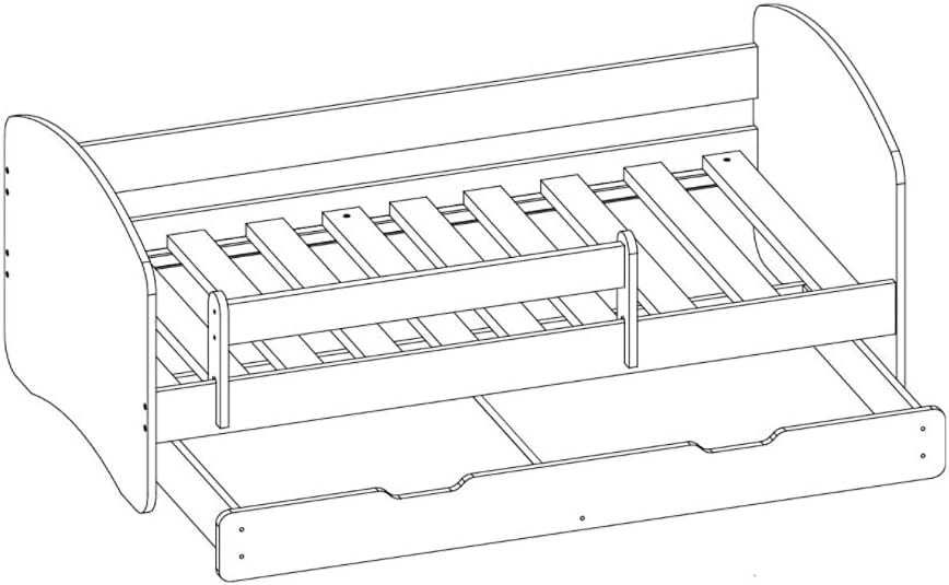 Cama infantil com uma gaveta e colchão, cor azul, 160 x 80 cm