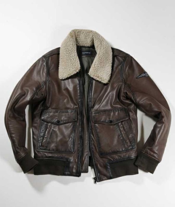 Kurtka skórzana Oakwood pilotka bomberka skóra naturalna kożuch L