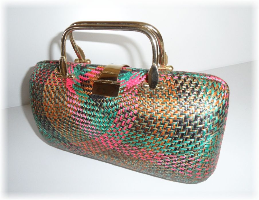 Unikat Torebka Piękny Kuferek Rękodzieło DESENYO BUNTAL PHILIPPINES A5