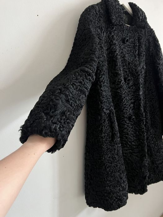 Eleganckie natualne czarne futro z karakułów - klasyczne, prl, unikat
